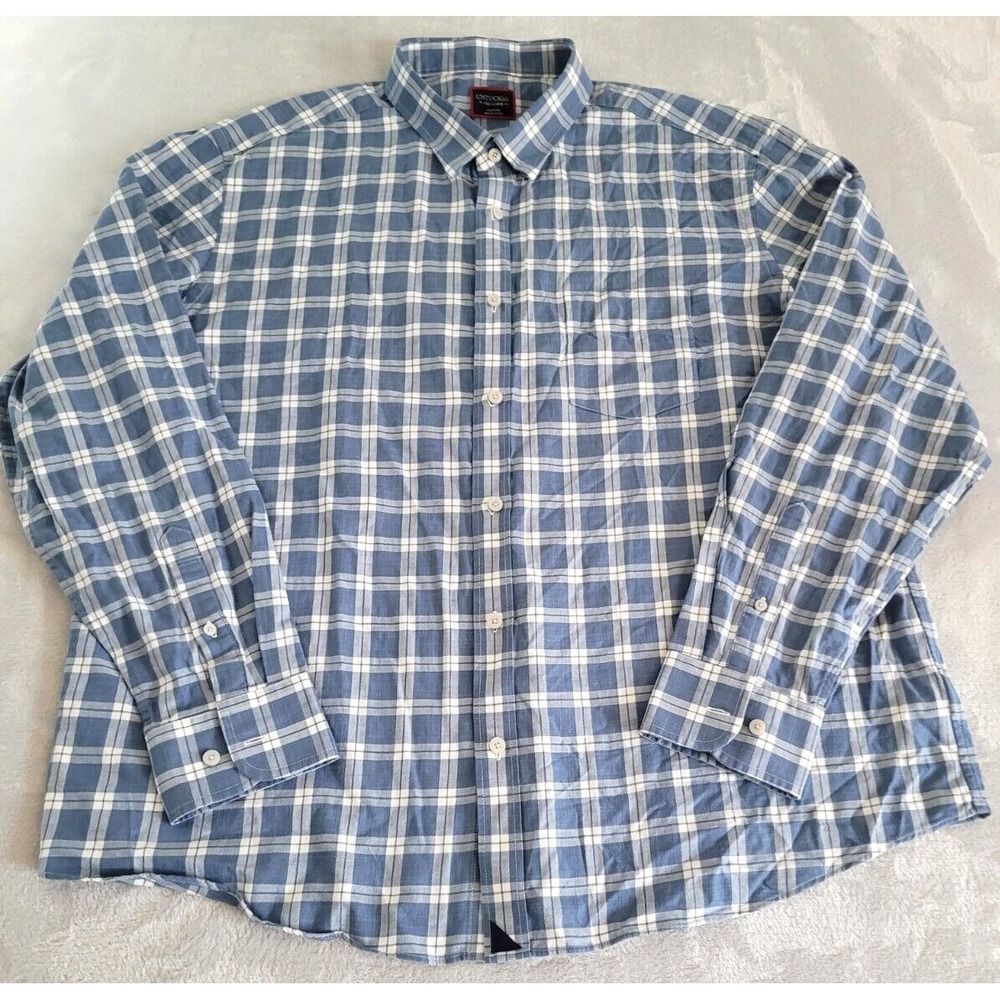 UNTUCKit Shirt Mens‎ 3XL Blue White Plaid Carmenet Pocket Button-Up XXXL Casual